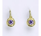 Dětské náušničky zlaté s ametystem, žluté zlato NK 1382