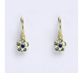 Dětské náušničky zlaté se spinelem a akvamaríny, žluté zlato NK 1384
