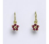 Dětské náušničky zlaté se Swarovski krystalem fuchsie,žluté zlato,NK 1391 SW