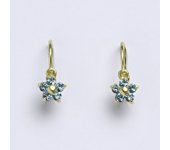 Dětské náušničky zlaté se Swarovski krystalem akvamarín,žluté zlato,NK 1391 SW
