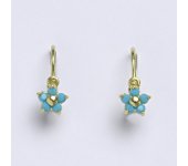 Dětské náušničky zlaté se Swarovski krystalem tyrguise,žluté zlato,NK 1391 SW