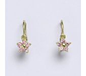 Dětské náušničky zlaté s růžovými zirkony, žluté zlato, NK 1391