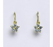 Dětské náušničky zlaté se syntetickými akvamaríny, žluté zlato, NK 1391