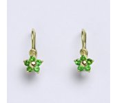 Dětské náušničky zlaté se zirkonem emerald, žluté zlato, NK 1391