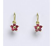 Dětské náušničky zlaté se syntetickým rubínem, žluté zlato, NK 1391