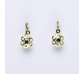 Dětské zlaté naušnice se spinelem,žluté zlato,kytička