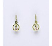 Dětské náušnice žluté zlato s růžovým zirkonem