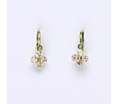 Dětské náušnice zlaté s růžovými zirkony, žluté zlato