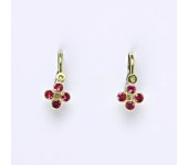Dětské náušnice zlaté s rubíny, žluté zlato