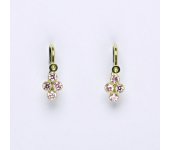 Dětské náušnice žluté zlato s růžovými zirkony