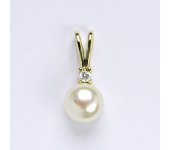 Zlatý přívěšek s přírodní bílou perlou, žluté zlato, 14 kt, P 1207A pp