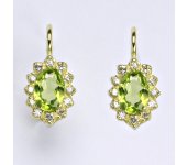 Zlaté náušnice Kate, přírodní olivín, zlaté náušnice, žluté zlato, VE 247
