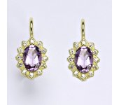 Zlaté náušnice Kate, přírodní světlý ametyst, žluté zlato, VE 247