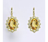 Zlaté náušnice Kate, přírodní citrín pálený, náušnice ze zlata, žluté zlato, VE 247