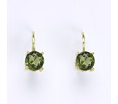 Zlaté náušnice,přírodní vltavín, žluté zlato 14 ct, váha 2,01 g,NK 1250