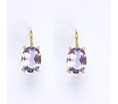 Zlaté náušnice,přírodní ametyst, žluté zlato 14 ct, váha 2,58 g,NK 1245
