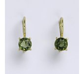 Zlaté náušnice,přírodní vltavín,žluté zlato 14 ct, váha 1,86 g,NK 1251