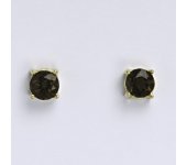 Zlaté náušnice, přírodní záhněda, žluté zlato 14 kt, NŠ 1251