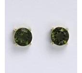 Zlaté náušnice,přírodní vltavín, žluté zlato 14 ct,NŠ 1252