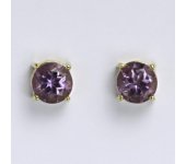 Zlaté náušnice,přírodní ametyst, žluté zlato 14 ct,NŠ 1252