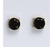 Zlaté náušnice,přírodní granát, žluté zlato 14 ct, NŠ 1252