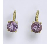 Zlaté náušnice,přírodní ametyst, žluté zlato 14 ct, váha 2,45 g,NK 1252
