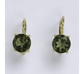 Zlaté náušnice,přírodní vltavín, žluté zlato 14 ct, váha 2,45 g,NK 1252