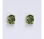 Zlaté náušnice,přírodní vltavín, žluté zlato 14 ct, váha 1,74 g,NŠ 1246