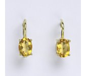 Zlaté náušnice,přírodní citrín pálený, žluté zlato 14 ct, váha 2,01 g,NK 1246