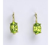 Zlaté náušnice,přírodní olivín, žluté zlato 14 ct, váha 2,01 g,NK 1246