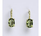 Zlaté náušnice,přírodní vltavín, žluté zlato 14 ct, váha 2,01 g,NK 1246