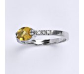 Zlatý prsten,přírodní citrín pálený, bílé zlato 14 ct, váha 2,20 g, VR 237