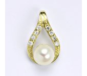 Zlatý přívěšek s přírodní bílou perlou 8 mm, žluté zlato,P 1411