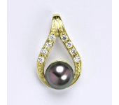 Zlatý přívěšek s přírodní černou perlou 8 mm, žluté zlato, P 1411