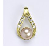 Zlatý přívěšek s přírodní růžovou perlou 8 mm, žluté zlato P 1411
