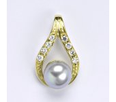 Zlatý přívěšek s přírodní šedou perlou 8 mm, žluté zlato P 1411
