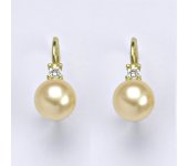 Zlaté náušnice s přírodní lososovou perlou, žluté zlato, NK 1207