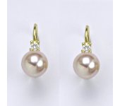 Zlaté náušnice s přírodní růžovou perlou 8 mm, žluté zlato, NK 1207
