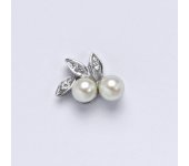 Přívěsek z bílého zlata, přírodní říční perla bílá, syntetický zirkon, váha 0,97 g  