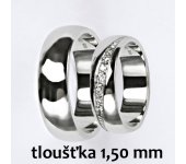 Snubní prsteny na zakázku žluté i bílé zlato, půlkulatý profil 1.5 mm 