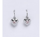Dětské náušnice bílé zlato srdce růžový zirkon NK 1327