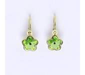 1 Nk 1297 Dětské náušnice žluté zlato, krystal Swarovski peridot