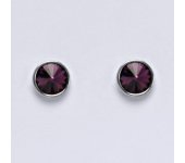 Zlaté náušnice na šroubek se Swarovski krystalem ametyst, bílé zlato, NŠ 1336