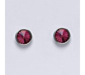 Zlaté náušnice na šroubek se Swarovski krystalem fuchsia, bílé zlato, NŠ 1336