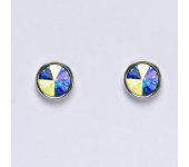 Zlaté náušnice na šroubek se Swarovski AB krystalem, bílé zlato, NŠ 1336