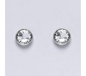 Zlaté náušnice na šroubek se Swarovski čirým krystalem, bílé zlato, NŠ 1336