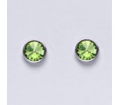 Zlaté náušnice na šroubek se Swarovski krystalem peridot, bílé zlato, NŠ 1336