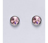 Zlaté náušnice na šroubek se Swarovski krystalem light rose, bílé zlato, NŠ 1336
