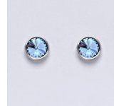 Zlaté náušnice na šroubek se Swarovski krystalem akvamarín, bílé zlato, NŠ 1336