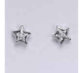 Zlaté náušnice se Swarovski čirým krystalem, bílé zlato, hvězda, NŠ 1326
